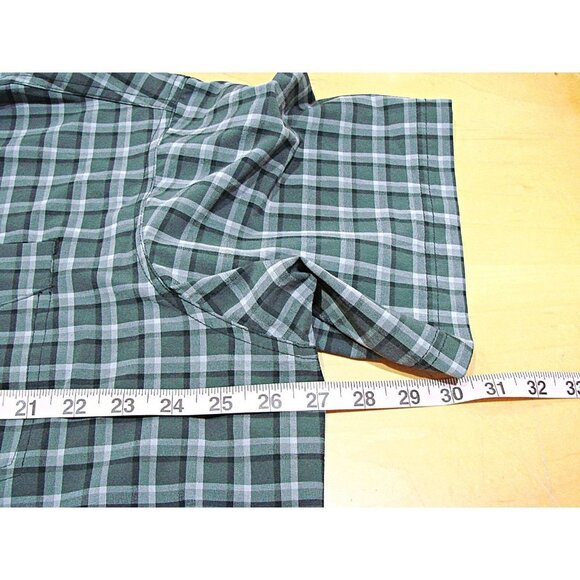 Columbia Mens Gray Black Plaid Checkered Pocketed Button Up Work Dress Shirt XXL - Picture 6 of 10